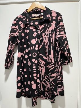 Adverb Medium Maximalist Contemporary Cotton Wearable Art Statement Shacket EUC